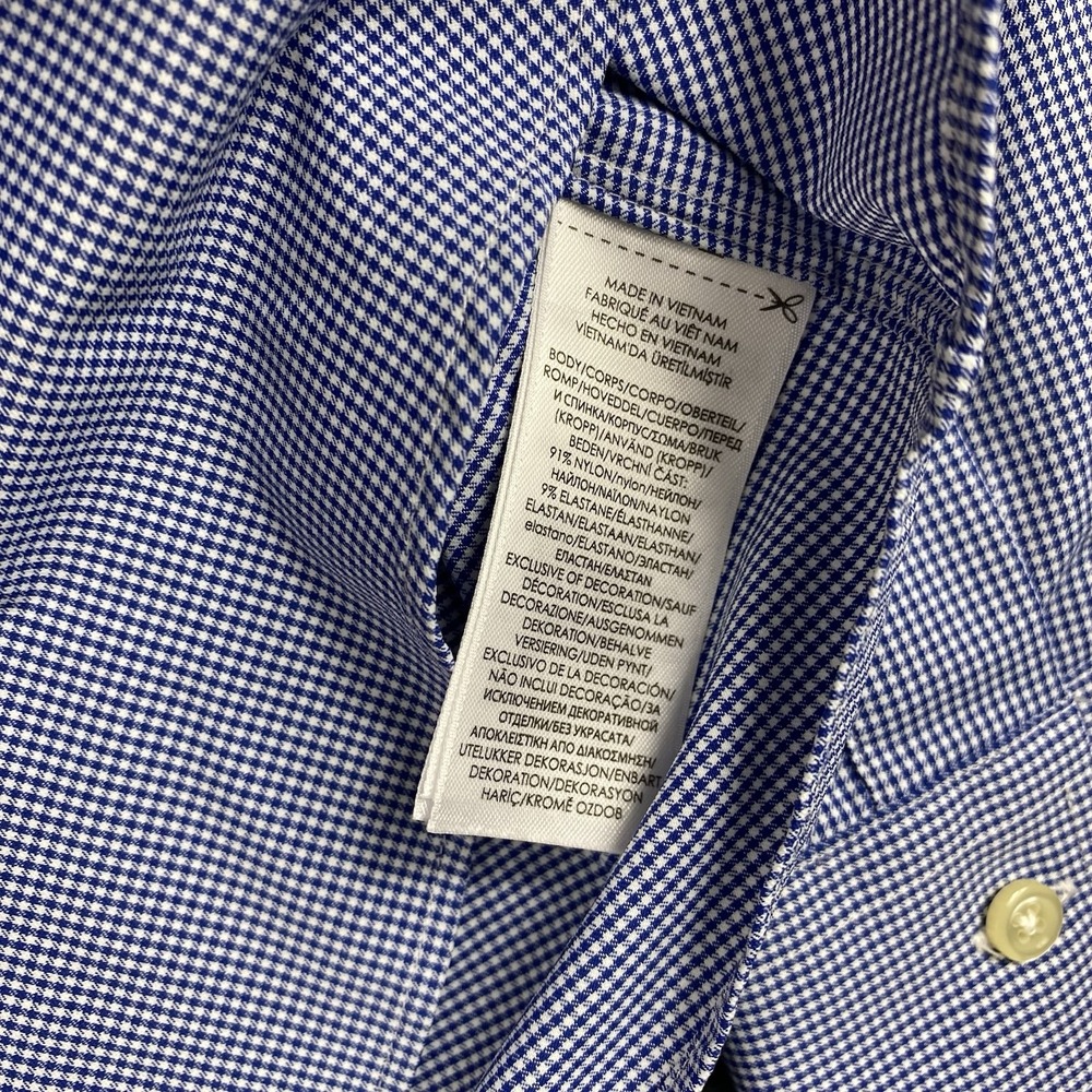 Polo Ralph Lauren Performance Mens XXL 2X Blue Houndstooth Button Down Shirt - Picture 9 of 9